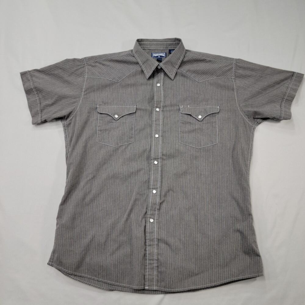 Panhandle Mens Western Pearl Snap Short Sleeve Shirt Size 17 Ranch Cowboy Style